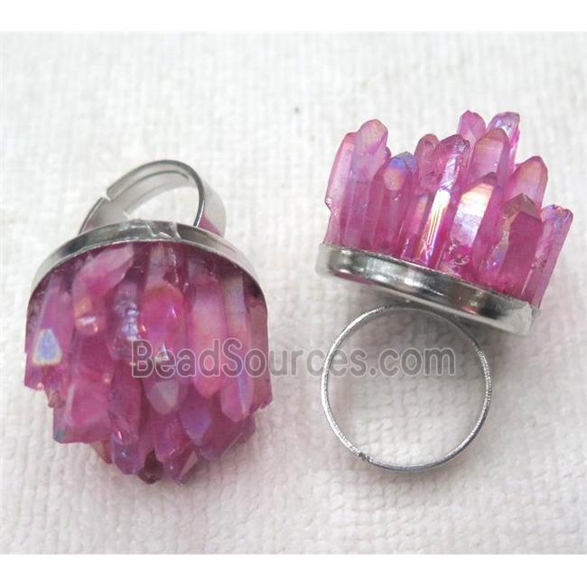 cluster quartz ring, pink