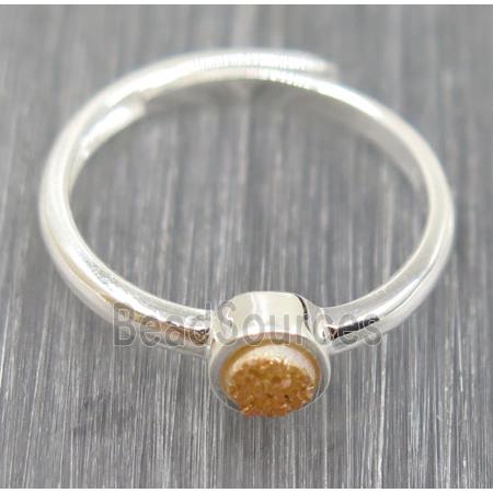 gold champagne druzy quartz copper ring