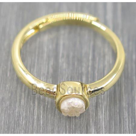 white druzy quartz copper ring