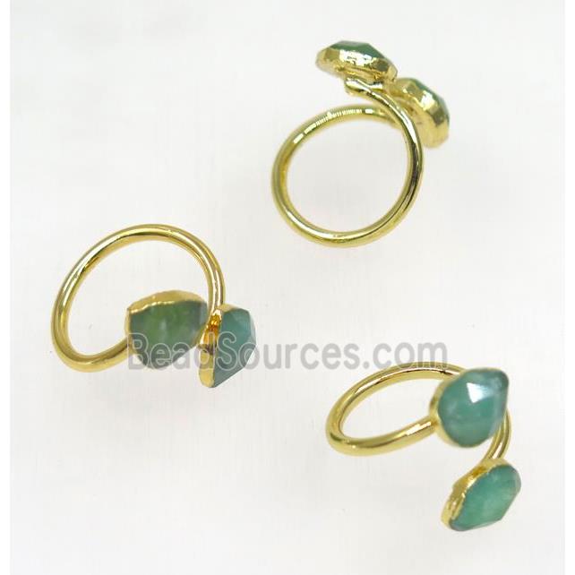 green Australian Chrysoprase ring, gold plated