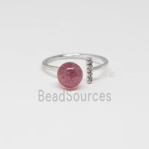 Sterling Silver Ring with Strawberry Quartz