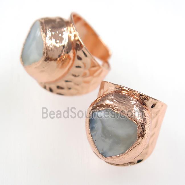 pearl shell ring, copper, rose gold