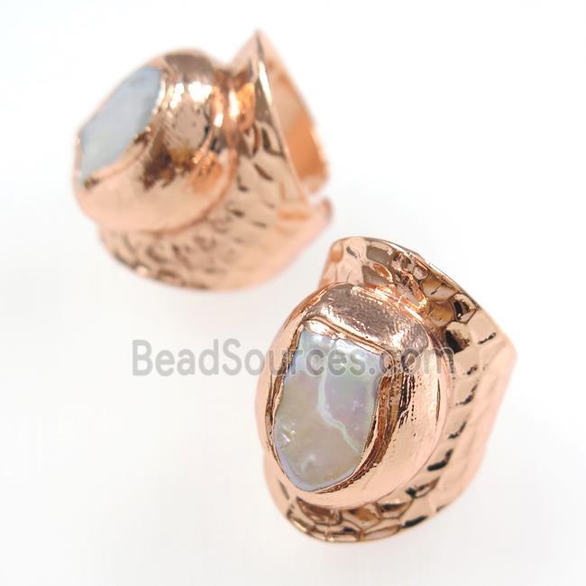 pearl rings, copper, rose gold