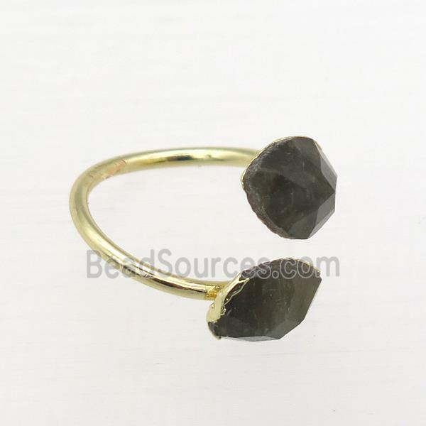 Labradorite Rings, copper, gold plated