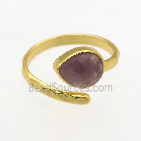 gemstone ring, copper, gold plated