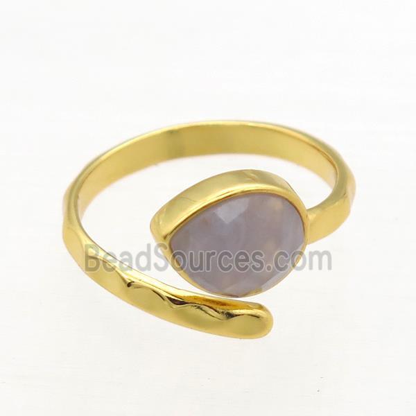 Blue Lace Agate Rings, copper, gold plated