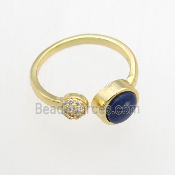 blue Lapis Lazuli Rings, copper, gold plated