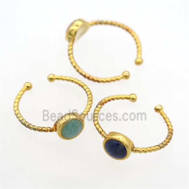 mixed gemstone Rings, copper, gold plated