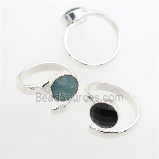 mix gemstone Rings, copper, platinum plated