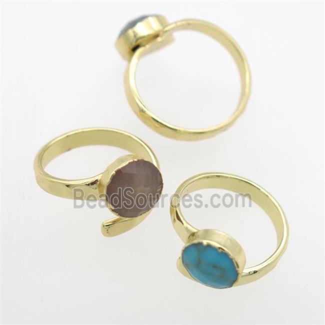 mix gemstone Rings, copper, platinum plated