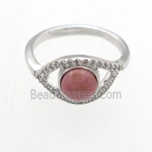 Rhodonite Rings, copper, platinum plated