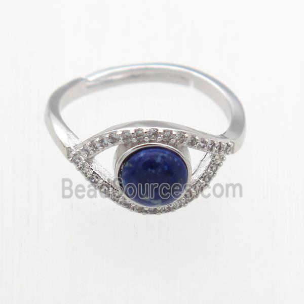 blue Lapis Lazuli Rings, copper, platinum plated