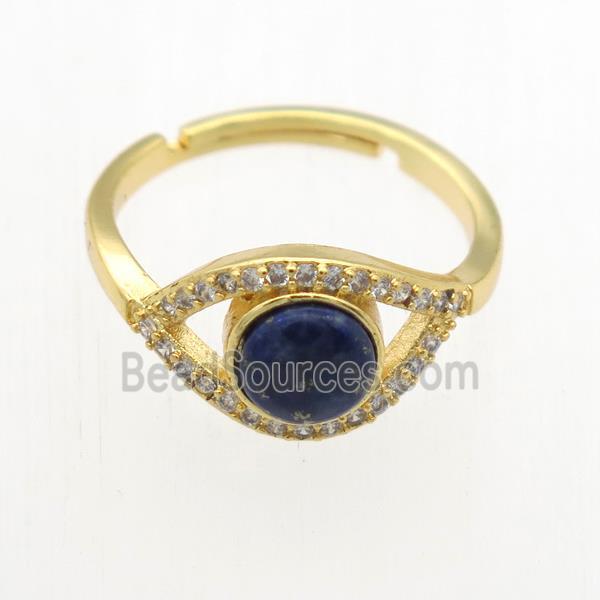 blue Lapis Lazuli Rings, copper, gold plated