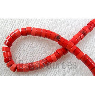 Turquoise heishi beads, red dye