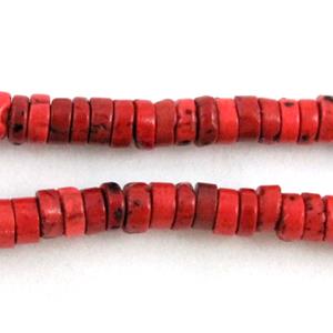 Turquoise heishi bead, red dye