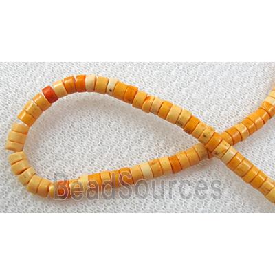 Turquoise heishi bead, yellow dye