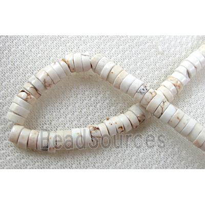 Turquoise heishi bead, white dye