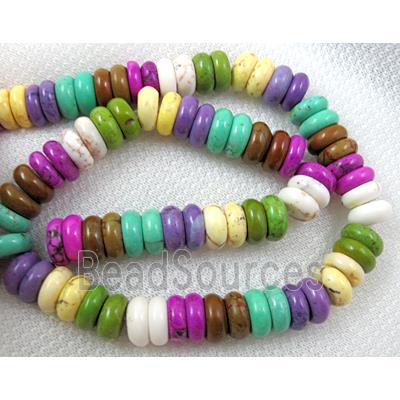 synthetic Turquoise rondelle beads, mixed color