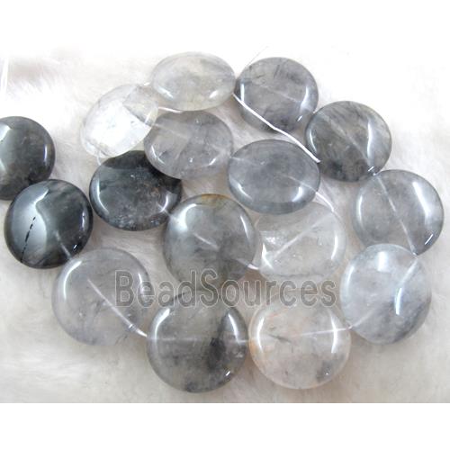 Flat Round Cloudy Quartz beads