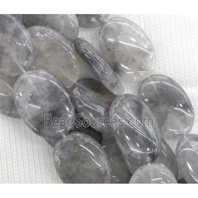 natural Cloudy Quartz beads, grey, oval