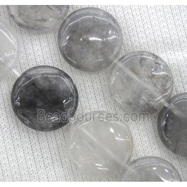 Natural Cloudy Quartz Beads Gray Coin