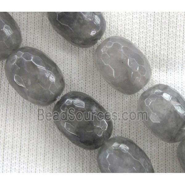 natural Cloudy Quartz beads, faceted barrel