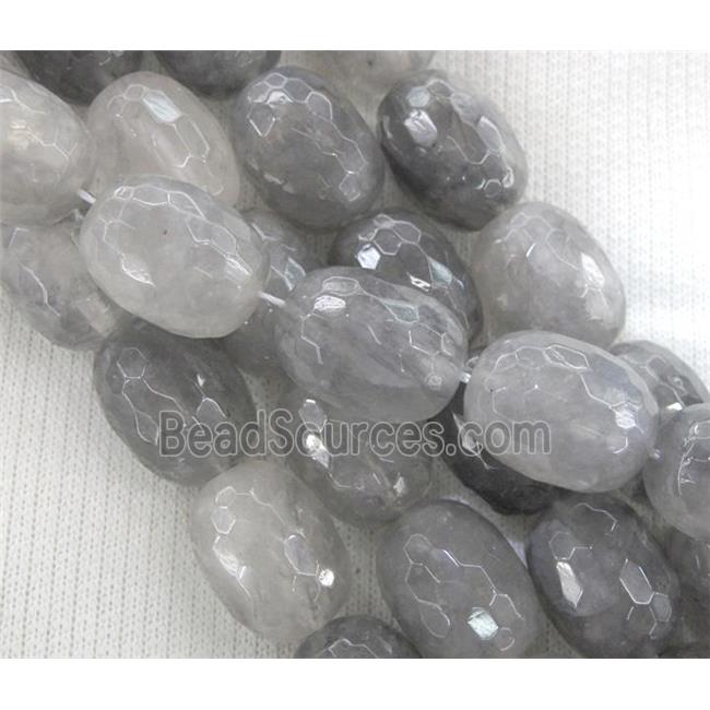 natural Cloudy Quartz beads, faceted barrel