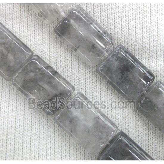 natural Cloudy Quartz bead, grey, rectangle