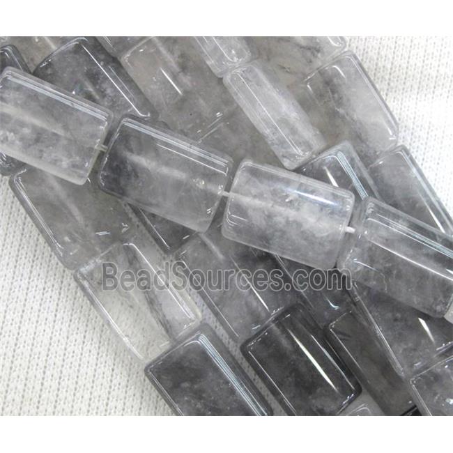 natural Cloudy Quartz bead, grey, rectangle