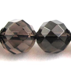 Smoky Quartz bead, faceted, round