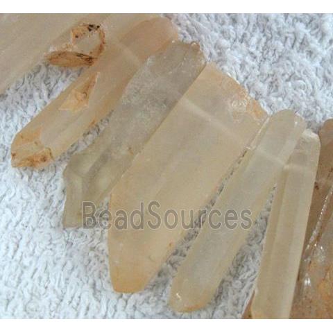 clear quartz stick bead, freeform, lt.yellow