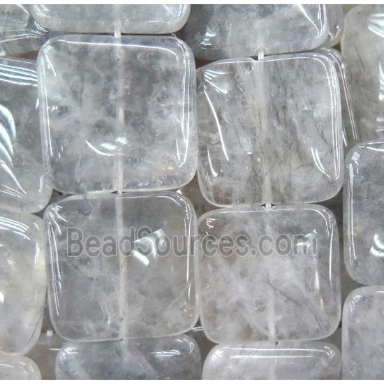 natural cloudy quartz bead, square