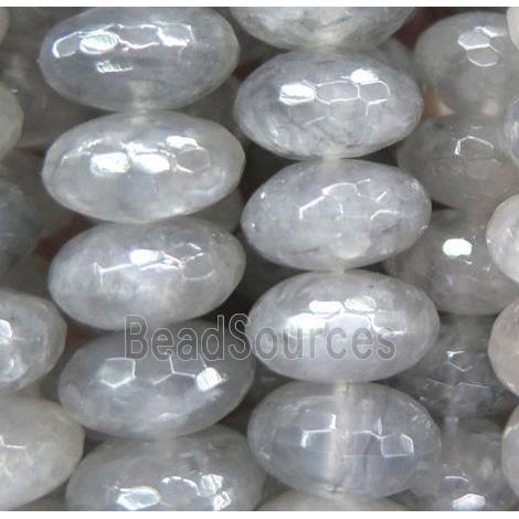 natural cloudy quartz beads, faceted rondelle