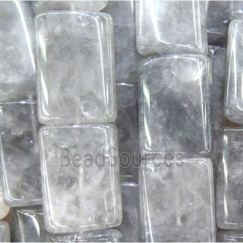 natural cloudy quartz beads, flat-tube