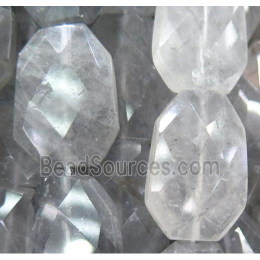 natural cloudy quartz beads, faceted freeform