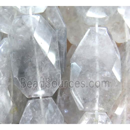 natural Cloudy Quartz beads, faceted freeform