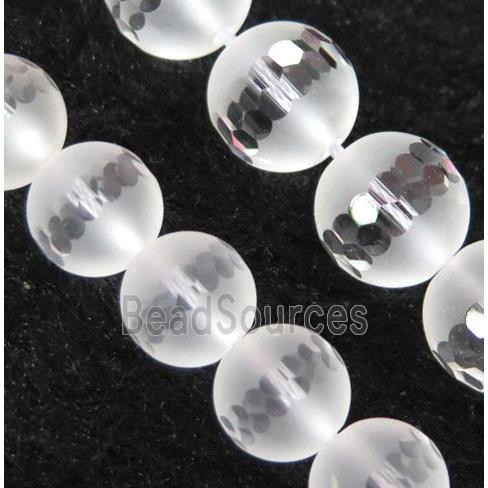 natural Clear Quartz beads, matte, round