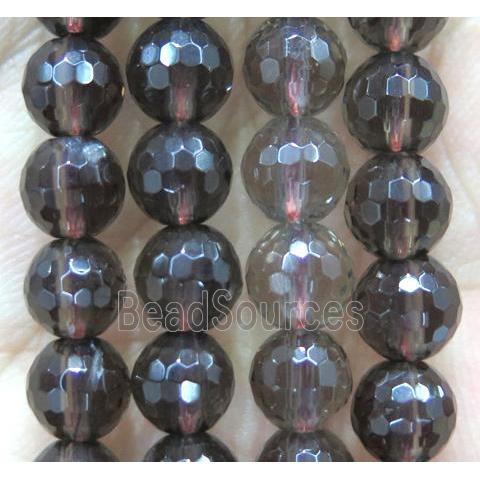 Smoky Quartz beads, faceted round