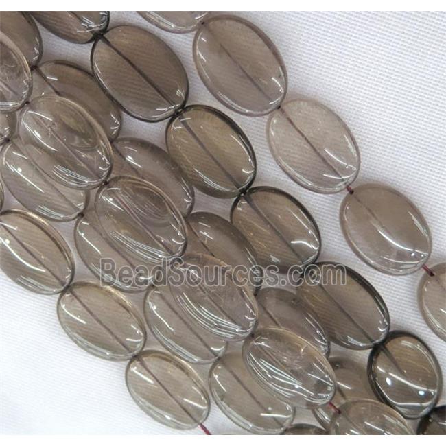 smoky quartz beads, oval