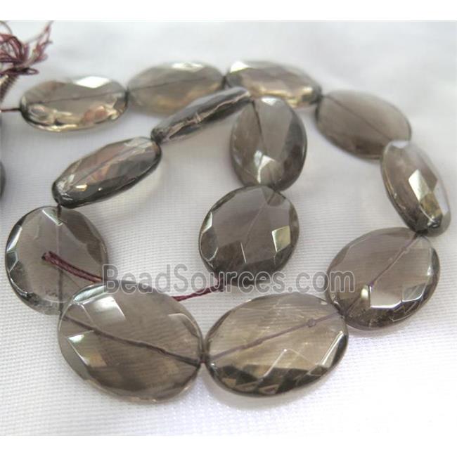 Smoky Quartz Beads, faceted oval