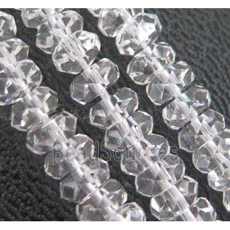 clear quartz beads, faceted rondelle