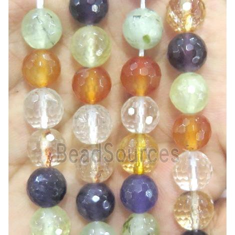 mixed gemstone beads, faceted round