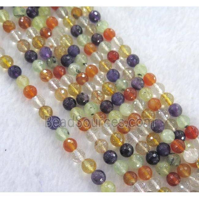 mixed gemstone beads, faceted round