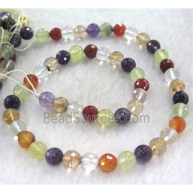 mixed gemstone beads, faceted round