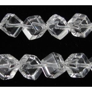 Natural Clear Quartz Bead, cube, corner-drilled, grade A