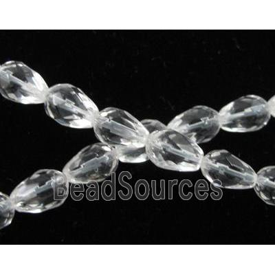 Natural Clear Quartz Bead, faceted teardrop