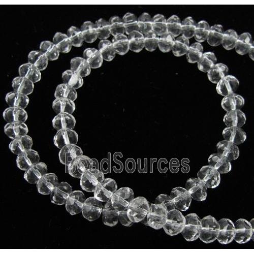 Natural Clear Quartz Bead, faceted rondelle