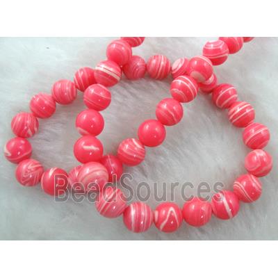 red stripe Gemstone bead, Round