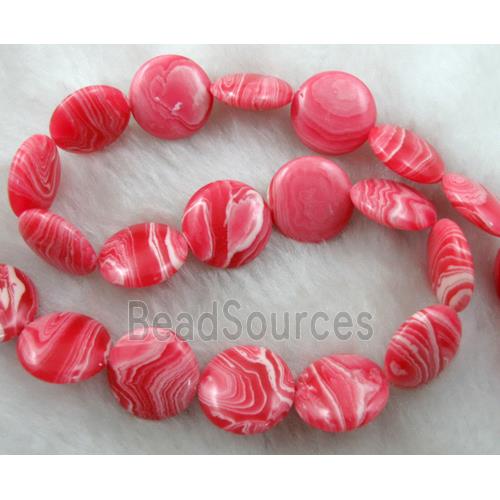 red stripe Gemstone bead, flat round