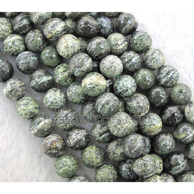 Round Natural Green Silver-line Jasper Beads